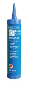 WEICONLOCK is applied evenly straight from the Pen/the cartridge; avoid direct contact between dosing tip/metal. Apply continuous bead to one flange side, then assemble parts quickly and screw tight. For sealing appliations (pipe fittings), apply WEICONLOCK to the thread in circles. Screw the pipe thread together and tighten it to the desired alignment. Do not pour any WEICONLOCK back into the bottle that has already come into contact with metal. Even extremely small metal particles cause the adhesive to cure inside the bottle. Therefore, in serial production, the use of dosing devices is recommended.