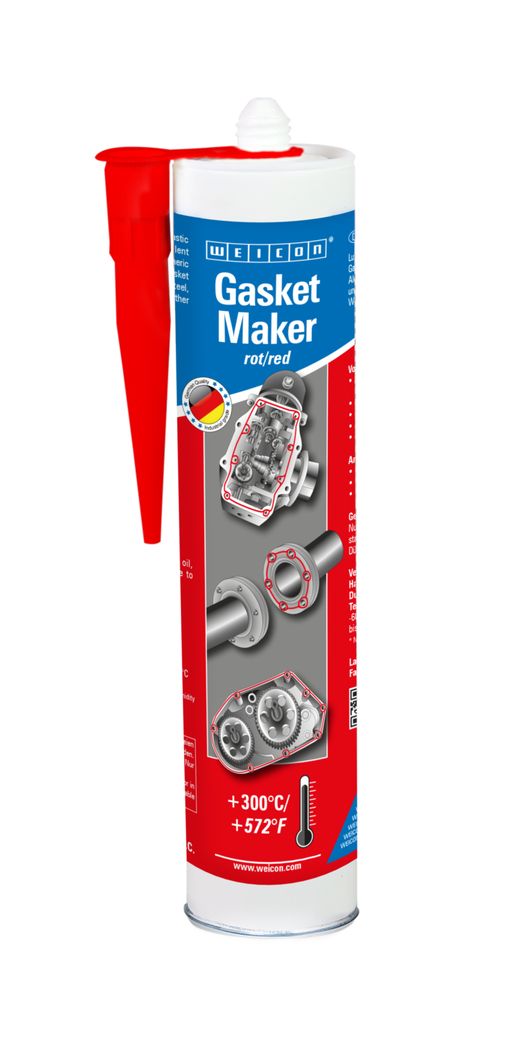 Gasket Maker is a strong and permanently elastic special sealant that cures with air humidity and practically without shrinkage. Gasket Maker shows very good adhesion to steel, aluminium, glass, ceramic, and many other materials. Gasket Maker has an excellent temperature, oil and grease resistance, is resistant to pressure, ageing and UV radiation and is permanently elastic. The special sealant can be used on engines and water pumps, gears and axles, oil sumps and in many other applications.