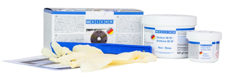 WEICON Urethane 90 SF is a fast-curing and self-levelling casting compound, which cures practically without shrinkage. In addition to its high curing speed as well as high adhesive strength, it also shows permanently high static strength. The compound is especially suitable for highly precise grouting works, like the casting of ground anchors, sensors, fixing devices or position markings for laser measurement. Urethane 90 SF adheres to many different materials, such as metal, concrete, rubber, wood, fibreglass as well as many other materials, and it can be used in various areas of industry.fast-curing | self-levelling | cures practically without shrinkage